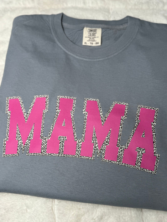 Mama Leopard Pink Comfort Color Tshirt